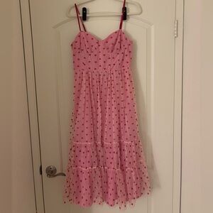 NWT Betsey Johnson Pink Dress with Red Hearts
